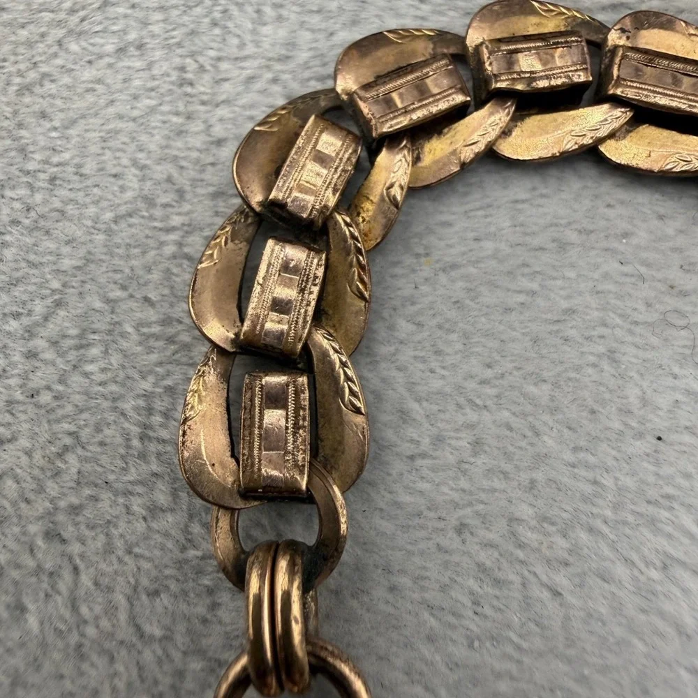 Antique KJ‎ Kolmar Jourdan  Pocket Watch Chain Double Fancy Bar Filigree 9.5